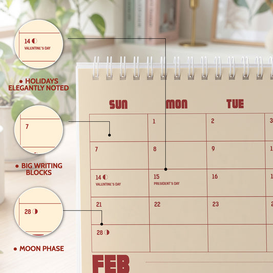 2027 Desk Calendar: Ivory & Red - photo 1