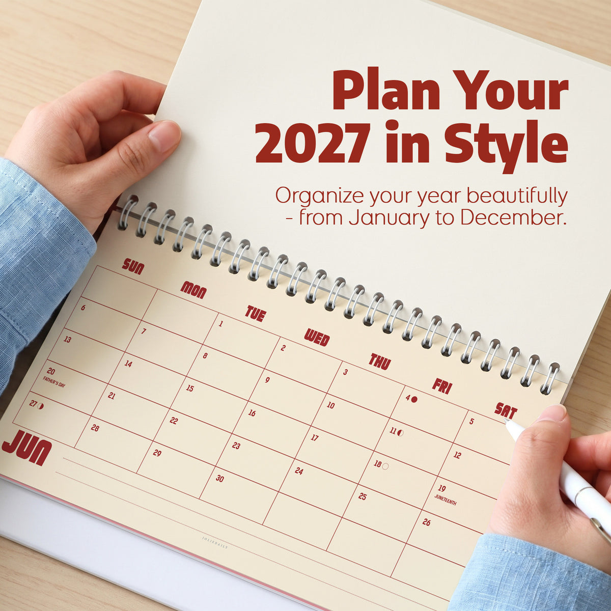 2027 Desk Calendar: Ivory & Red - photo 3