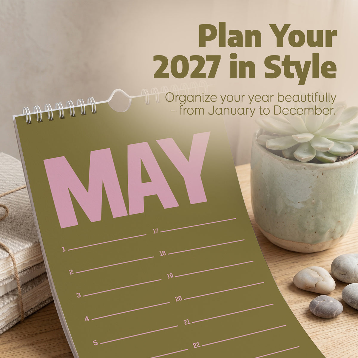 Perpetual Wall Calendar: Retro Simple (Slim, Undated) - photo 3