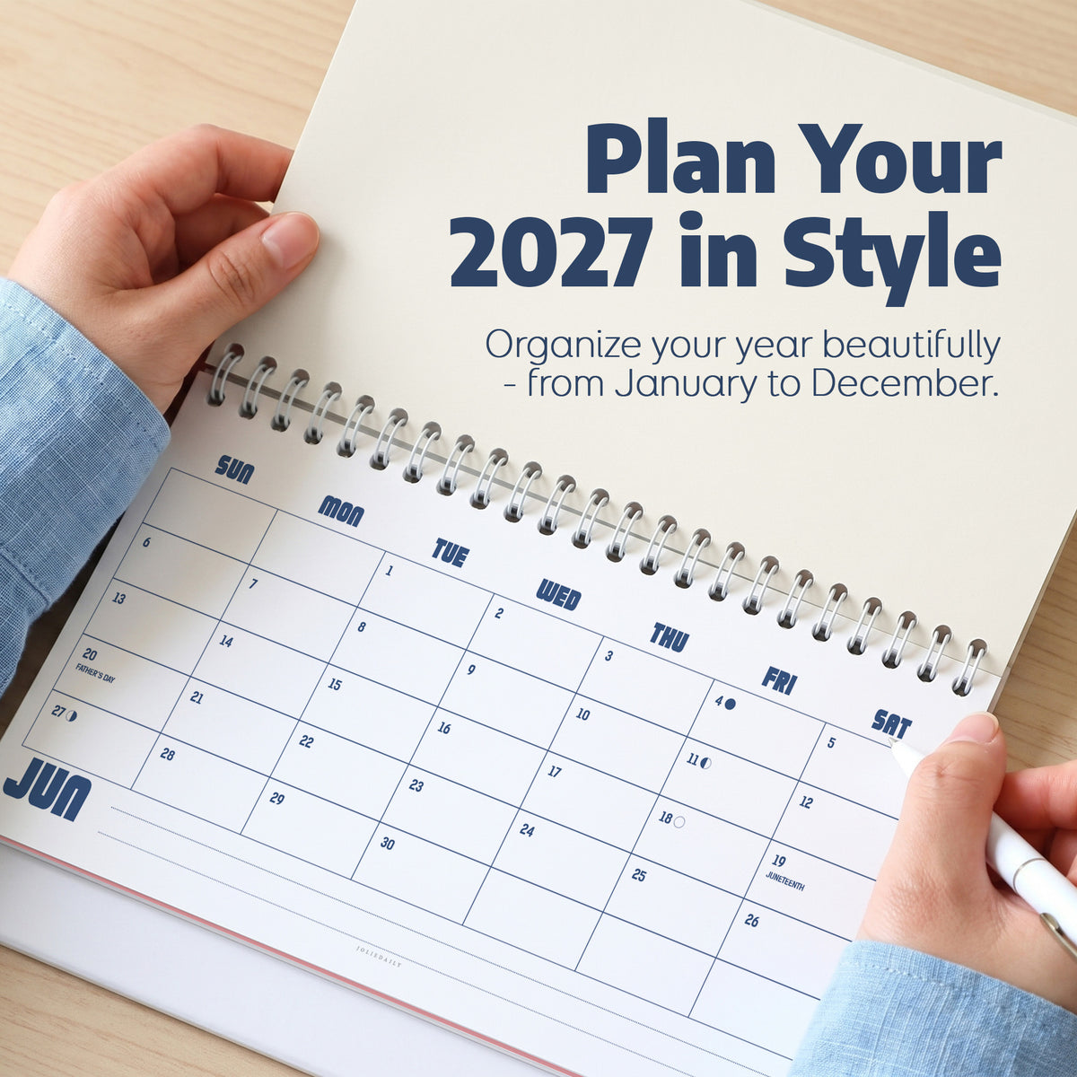 2027 Desk Calendar: Coral Red on White - photo 3
