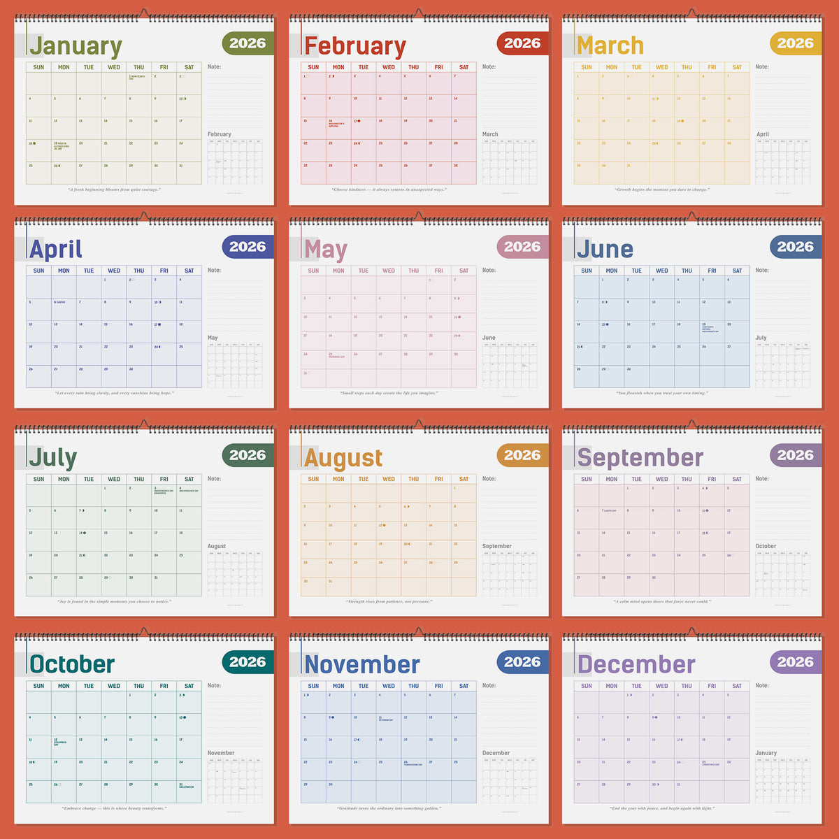 2026 Wall Calendar: Bright Simple - photo 3