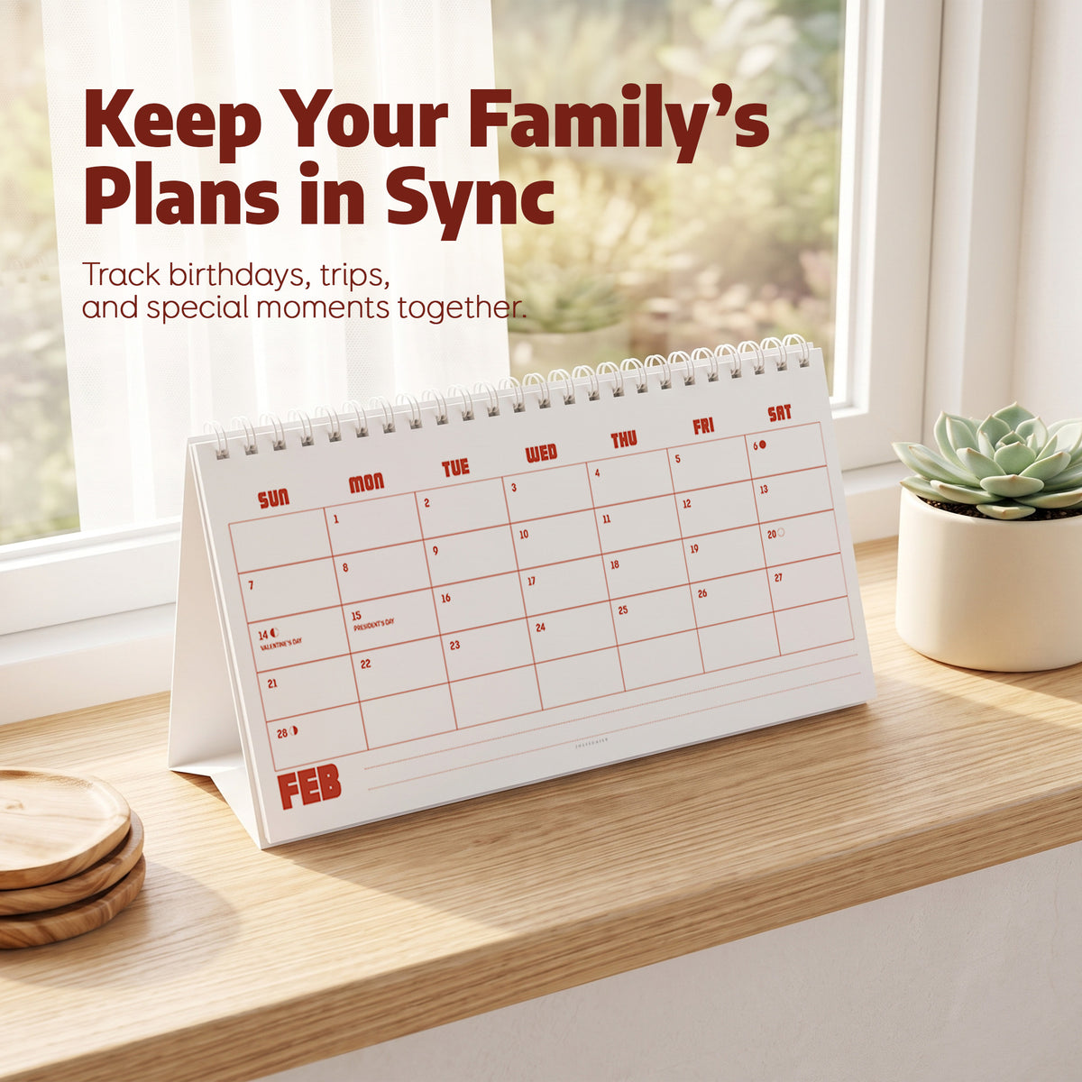 2027 Desk Calendar: Coral Red on White - photo 4