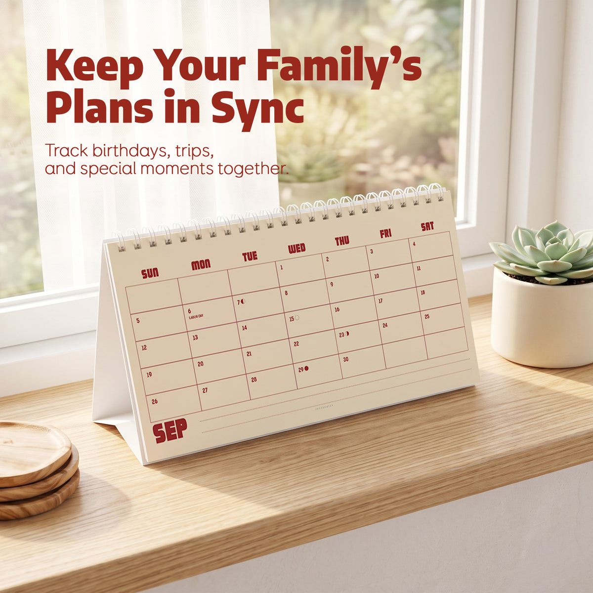 2027 Desk Calendar: Ivory & Red - photo 4