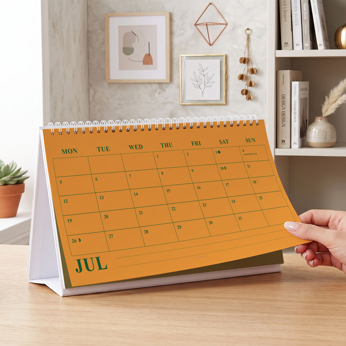 2027 Desk Calendar, Standing Flip Monthly Planner, Minimalist Design