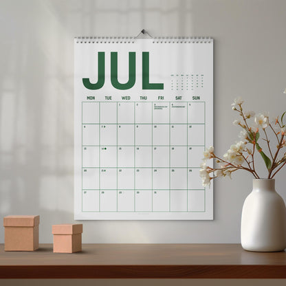 Wall Calendar: 12 Bright Color Monthly Planner | Grid for writing