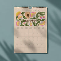 Floral Arts Wall Calendar, Monday/Sunday Start