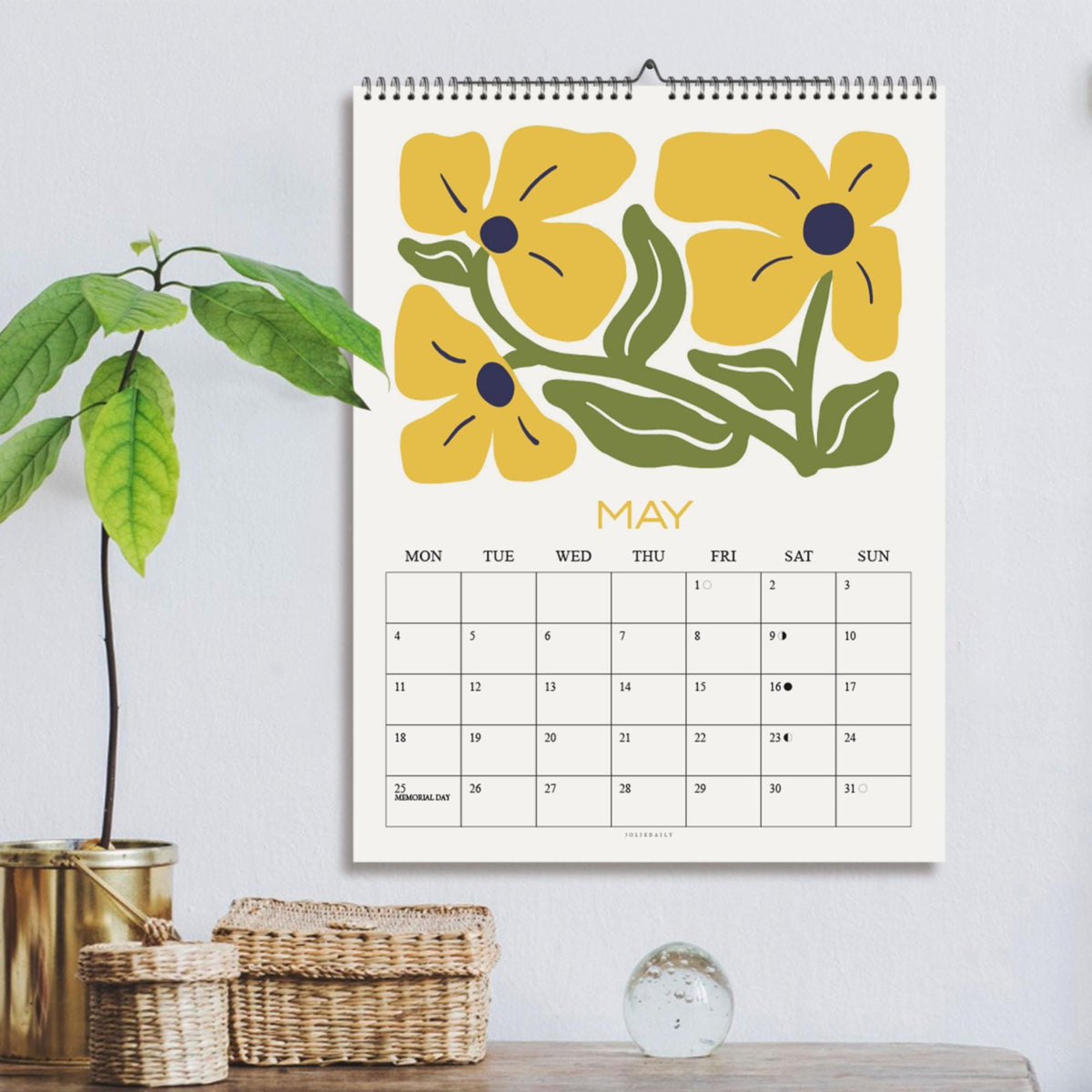 2026-2027 - Floral Wall Calendar: 12 Colorful Monthly Planner, Recycled Paper, Monday/Sunday Start