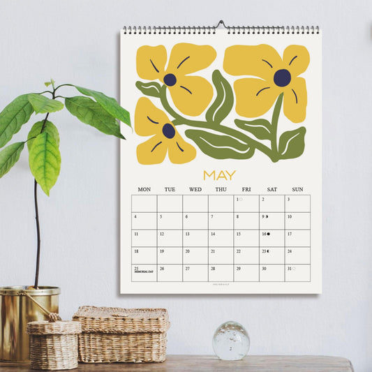 2026-2027 - Floral Wall Calendar: 12 Colorful Monthly Planner, Recycled Paper, Monday/Sunday Start