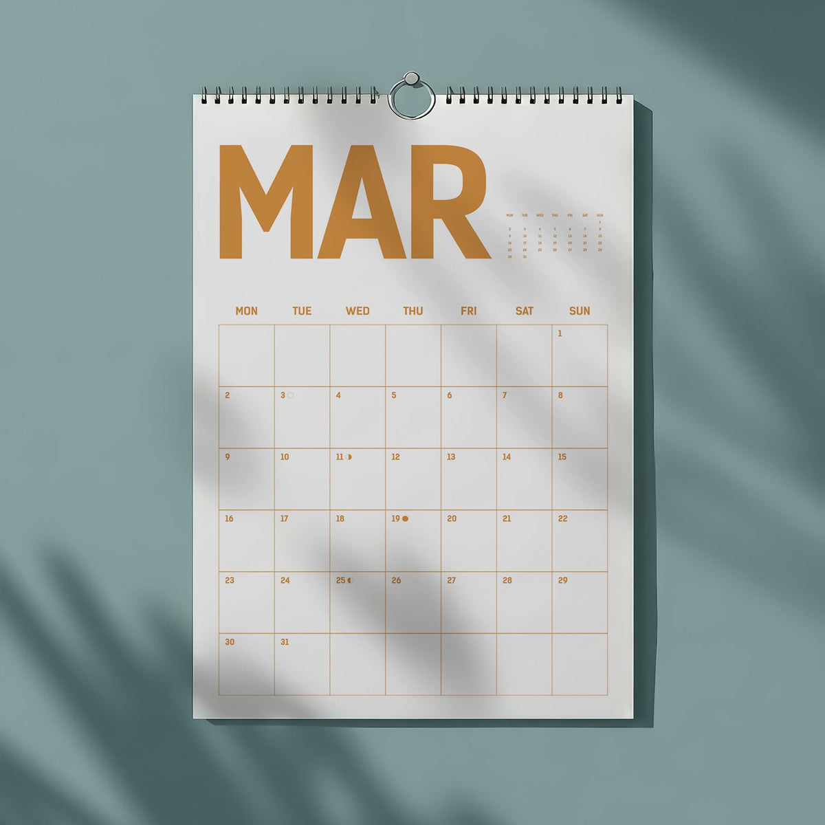 2026, 2027 Wall Calendar: 12 Bright Color Monthly Planner | Grid for writing