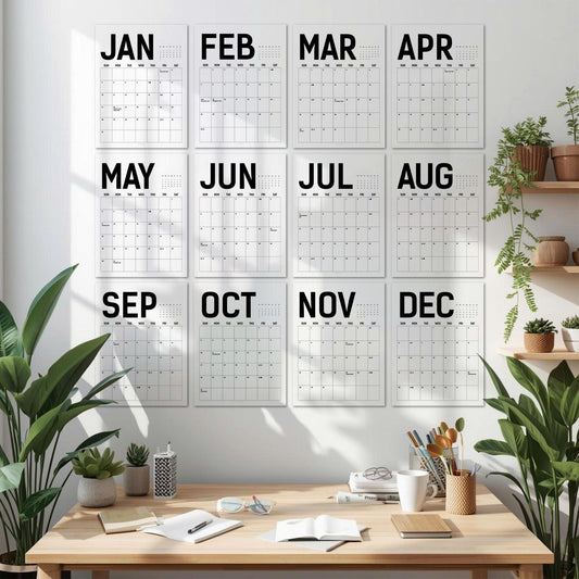 Black & White Wall Calendar 2027: Minimalist Modern Style | Monday or Sunday Start | Spiral Bound