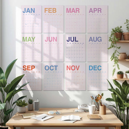 Pastel Wall Calendar 2027: Colorful Minimalist Style | Monday or Sunday Start | Spiral Bound