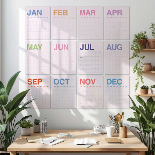 Pastel Wall Calendar 2027: Colorful Minimalist Style | Monday or Sunday Start | Spiral Bound