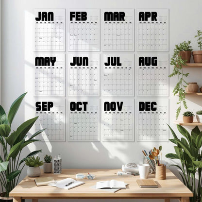 Black & White Wall Calendar 2027: Bold Retro Style | Monday or Sunday Start | Spiral Bound