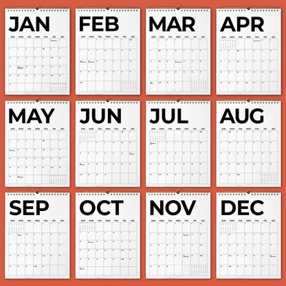 Black & White Wall Calendar 2027: Modern Bold Style | Monday or Sunday Start | Spiral Bound